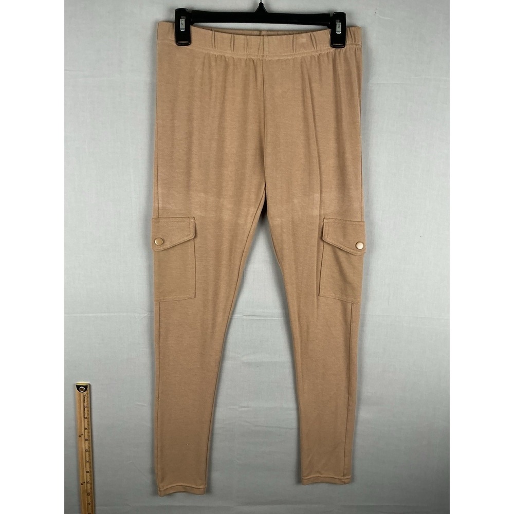 Mixit Womens Pants Size L Tan Pull On Cargo Pockets Stretch Casual